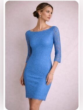 DVF Zarita Blue Lace Sheath Dress Size 2 Diane von Furstenberg